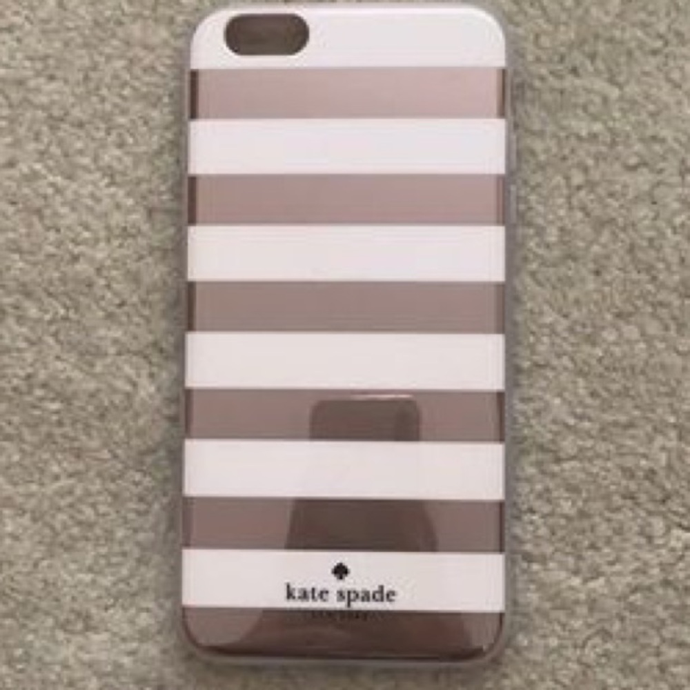 Kate Spade White and Brown Striped Phone Case